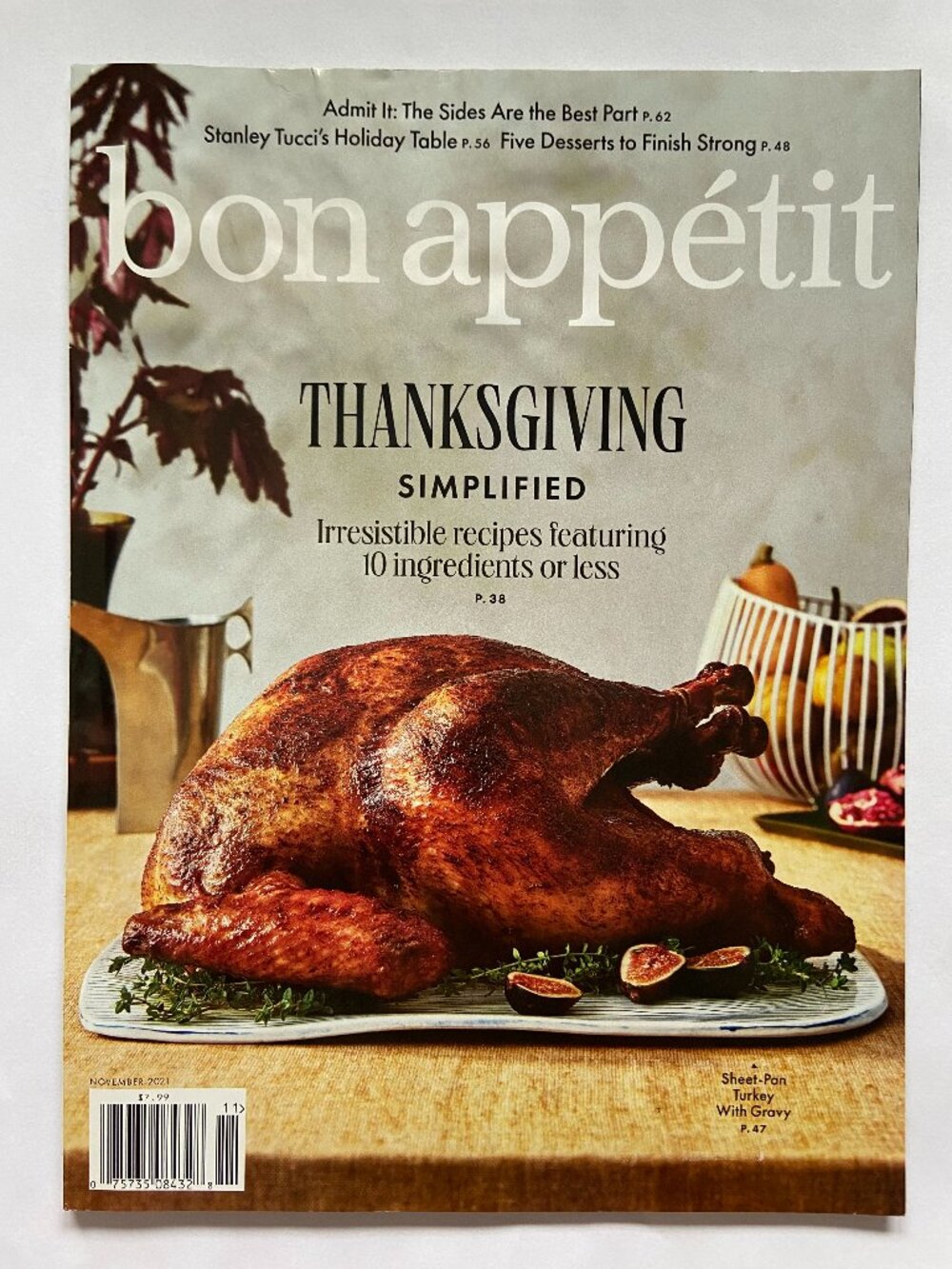 Bon Appetit Magazine November 2021 Thanksgiving Simplified Cover No Label